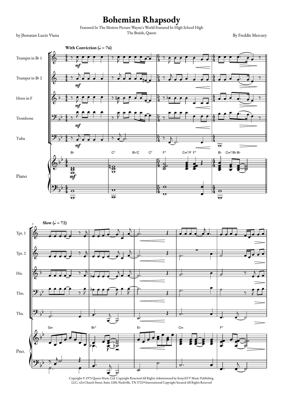 Bohemian Rhapsody Small Ensemble scores gallery preview page 1