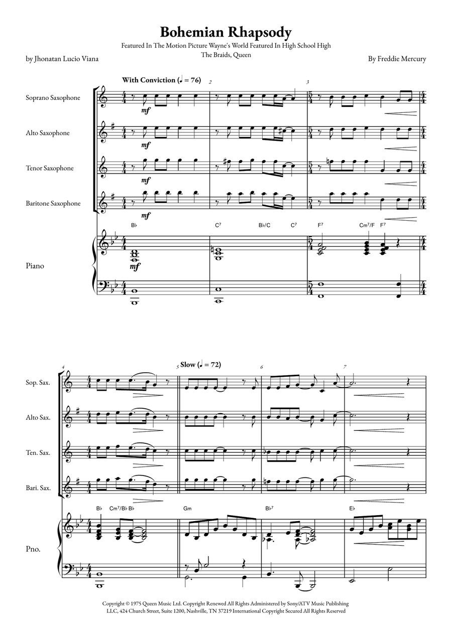 Bohemian Rhapsody Small Ensemble scores gallery preview page 1
