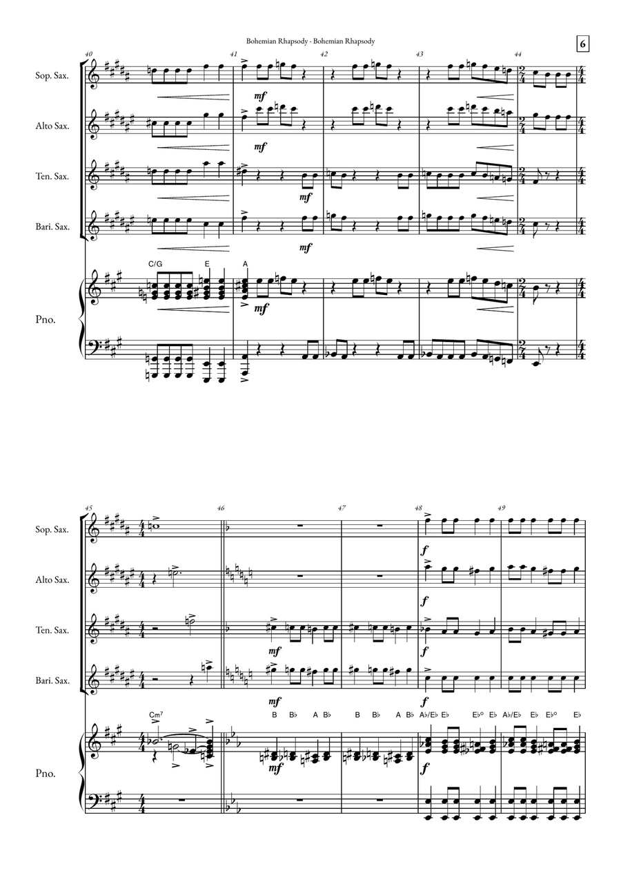 Bohemian Rhapsody Small Ensemble scores gallery preview page 6