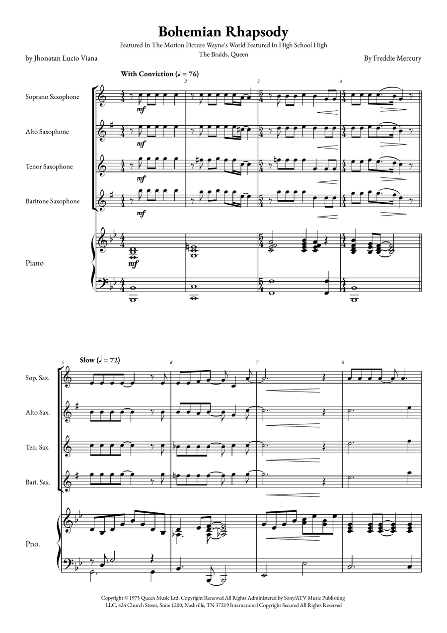 Bohemian Rhapsody Small Ensemble scores gallery preview page 1