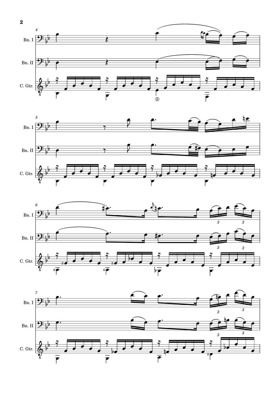 Ave Maria by F. Schubert – Bassoon Duet and Guitar. Score and Parts Small Ensemble scores gallery preview page 2