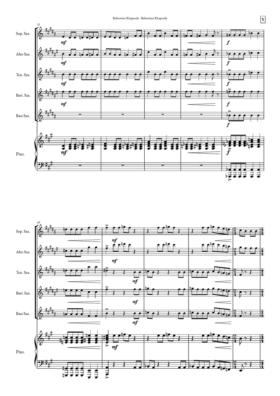 Bohemian Rhapsody Small Ensemble scores gallery preview page 5