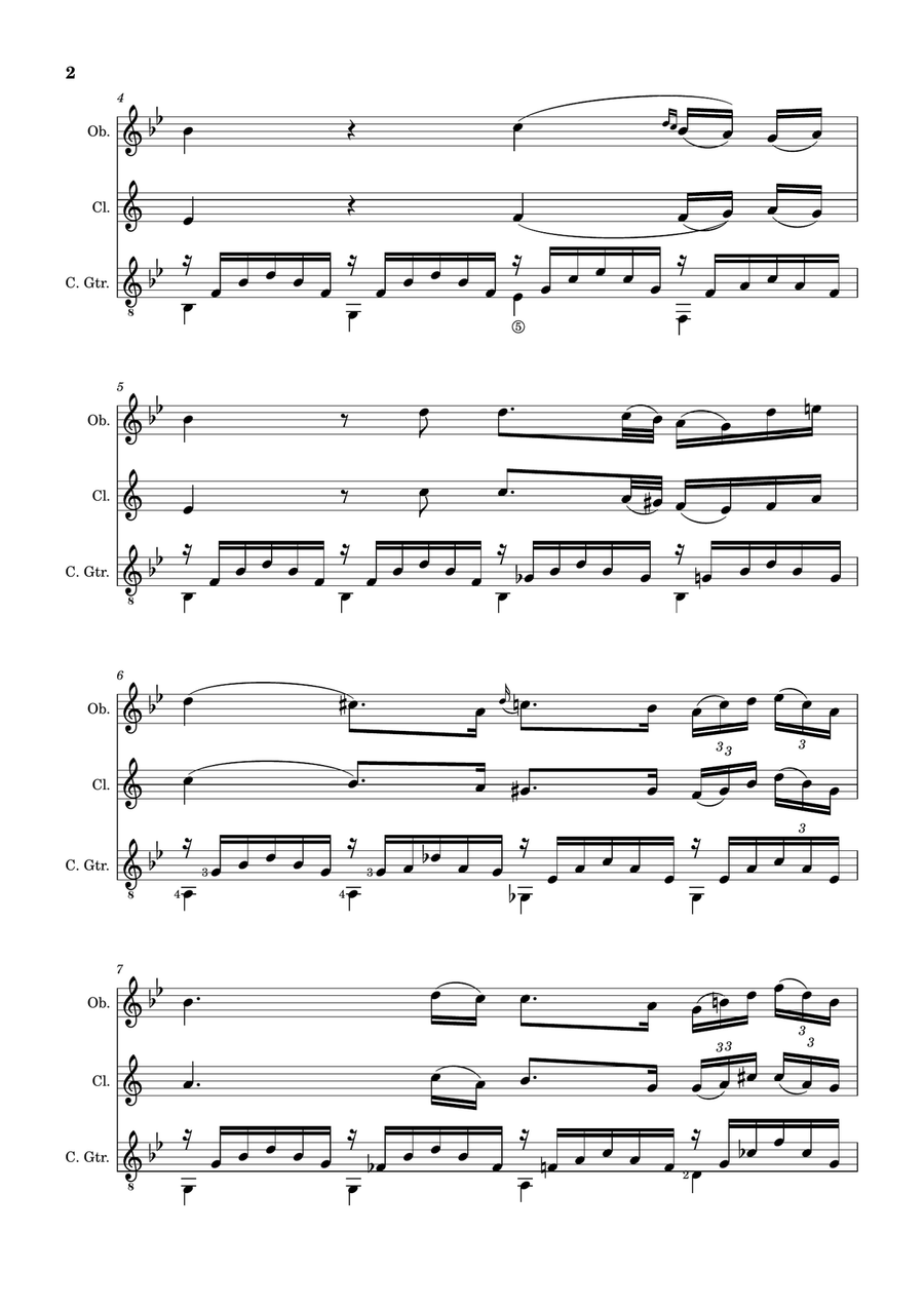 Ave Maria by F. Schubert – Arranged for Oboe, Clarinet and Guitar Small Ensemble scores gallery preview page 2