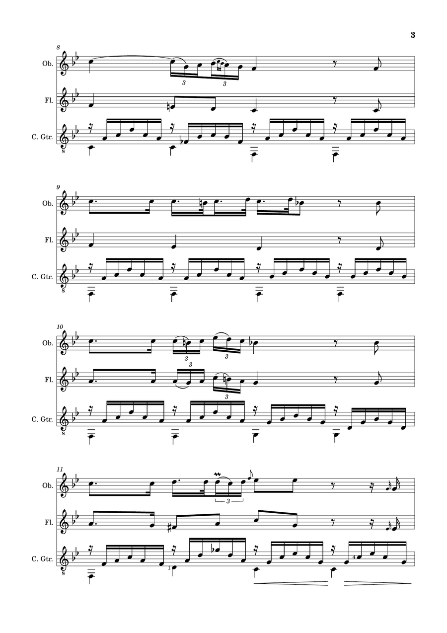 Ave Maria by F. Schubert – Arranged for Flute, Oboe and Guitar Small Ensemble scores gallery preview page 3