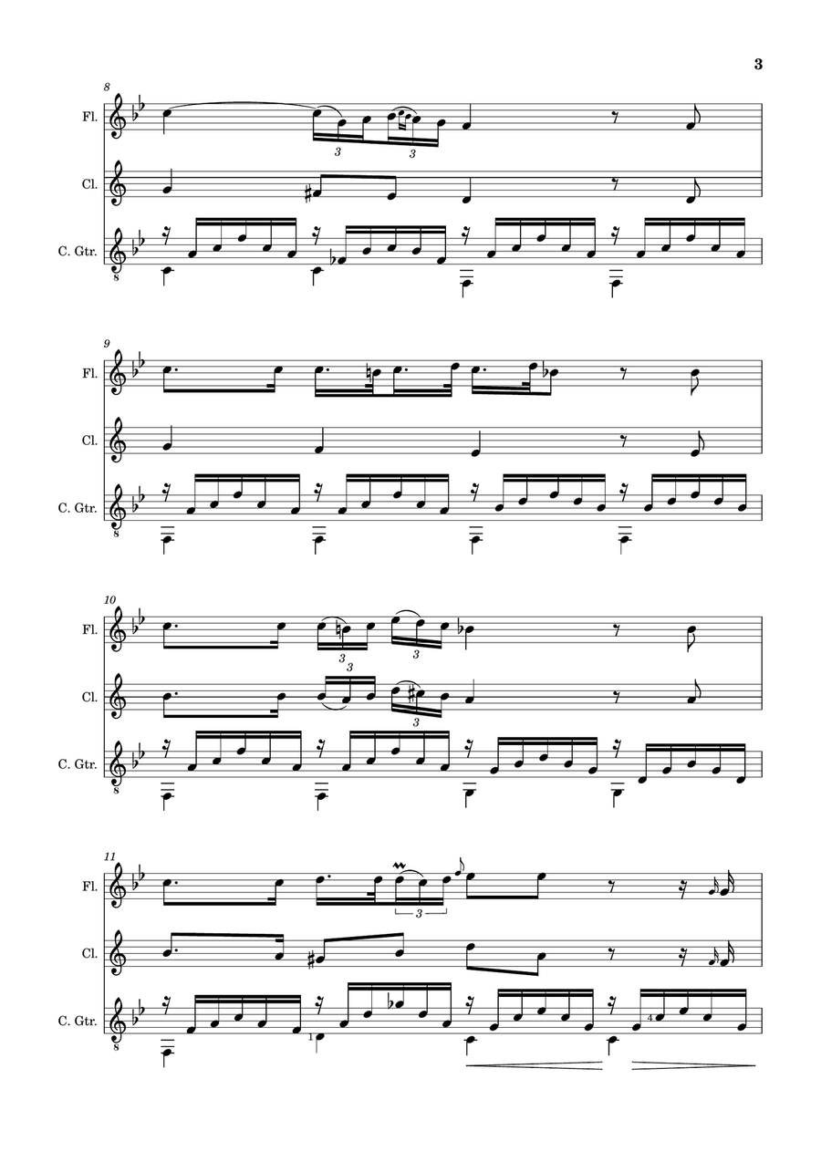 Ave Maria by F. Schubert – Arranged for Flute, Clarinet and Guitar Small Ensemble scores gallery preview page 3