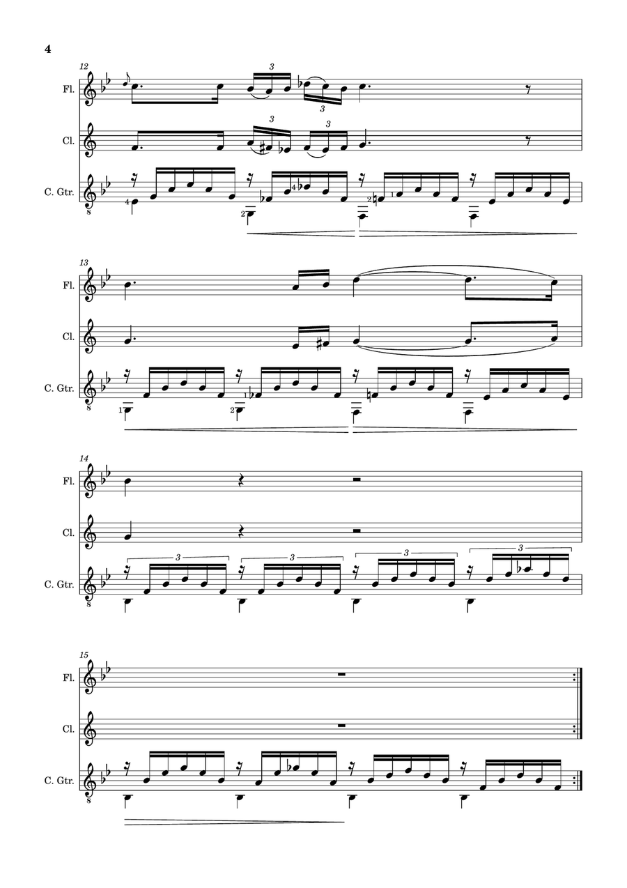Ave Maria by F. Schubert – Arranged for Flute, Clarinet and Guitar Small Ensemble scores gallery preview page 4