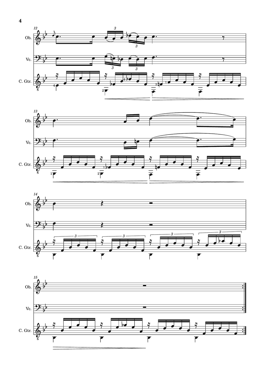Ave Maria by F. Schubert – Arranged for Oboe, Cello and Guitar Small Ensemble scores gallery preview page 4