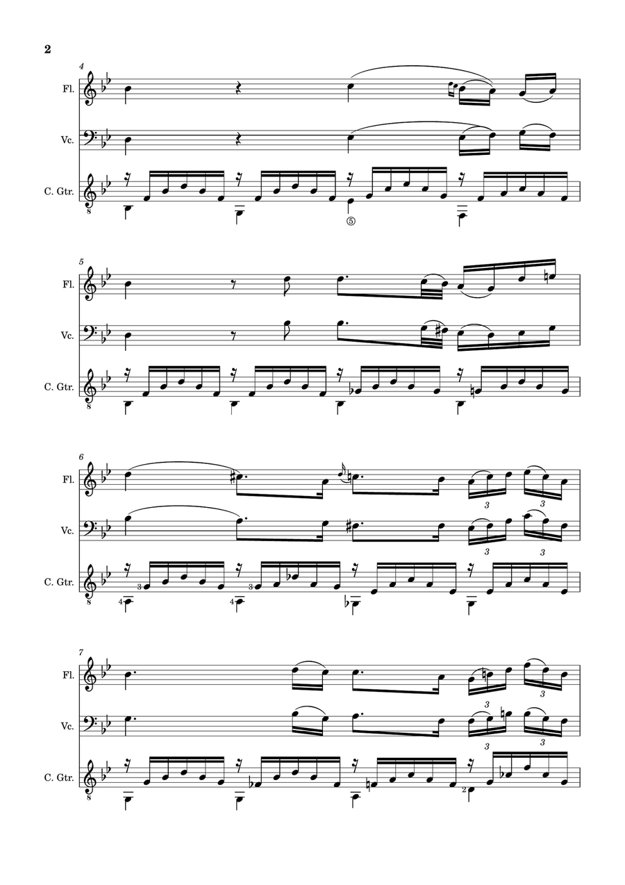 Ave Maria by F. Schubert – Arranged for Flute, Cello and Guitar Small Ensemble scores gallery preview page 2