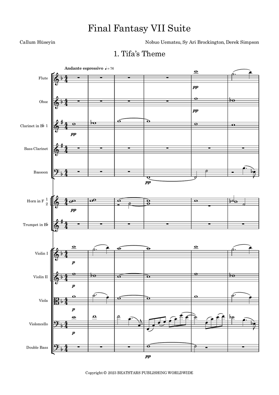 Final Fantasy 7 - Score Only Chamber Orchestra scores gallery preview page 1
