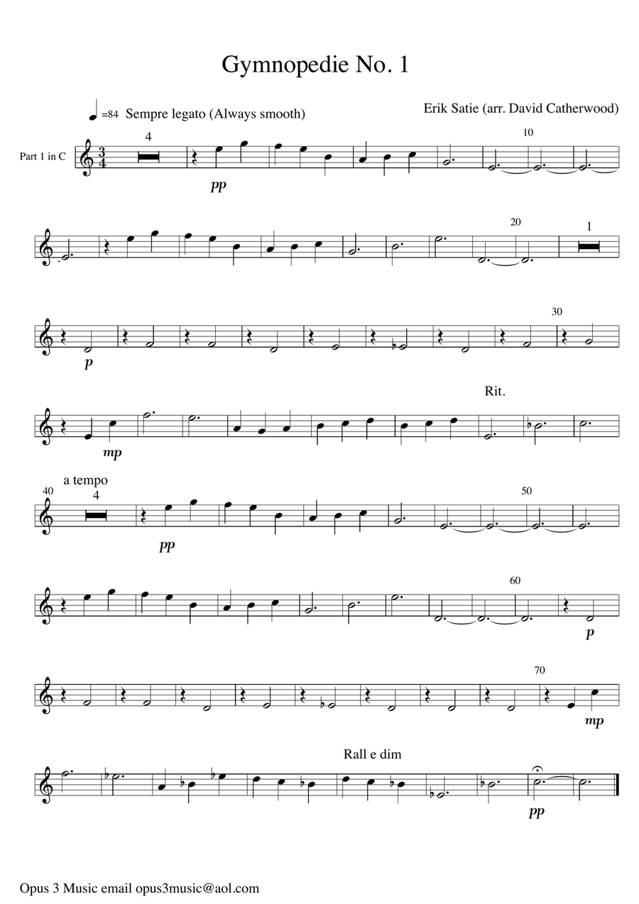 Gymnopedie No. 1 arranged for Flexible ensemble Concert Band scores gallery preview page 1