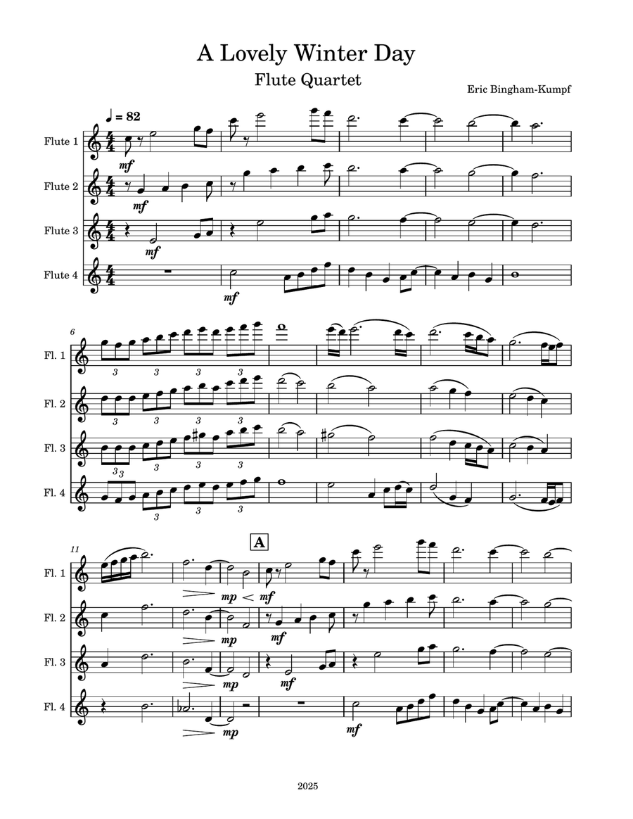 A Loverly Winter Day A Loverly Winter Day Woodwind Quartet scores gallery preview page 1