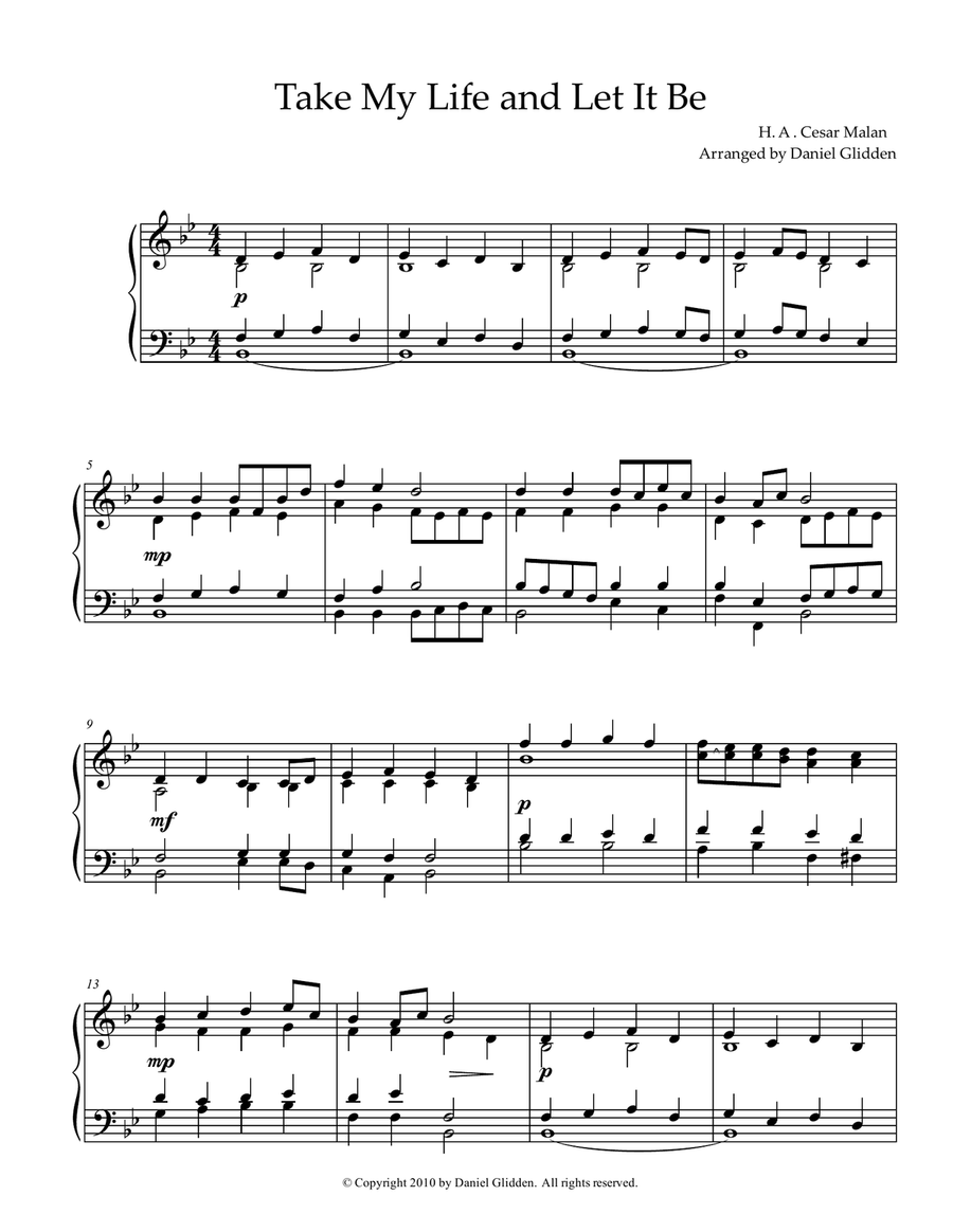 Take My Life, and Let It Be Piano Solo scores gallery preview page 1