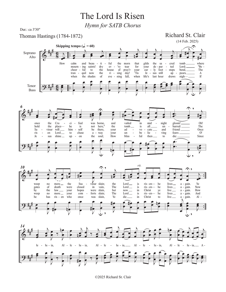 The Lord Is Risen - an Easter Hymn for Chorus 4-Part scores gallery preview page 1