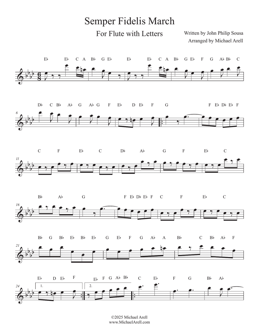 Semper Fidelis March for Flute Piccolo scores gallery preview page 1