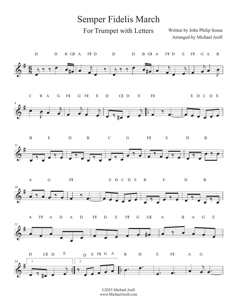 Semper Fidelis March for Trumpet C Trumpet scores gallery preview page 1