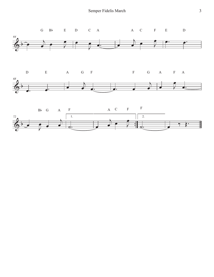 Semper Fidelis March for Trumpet C Trumpet scores gallery preview page 3