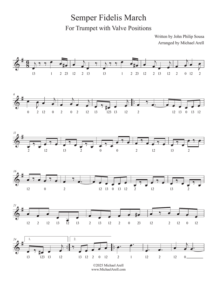 Semper Fidelis March for Trumpet C Trumpet scores gallery preview page 4