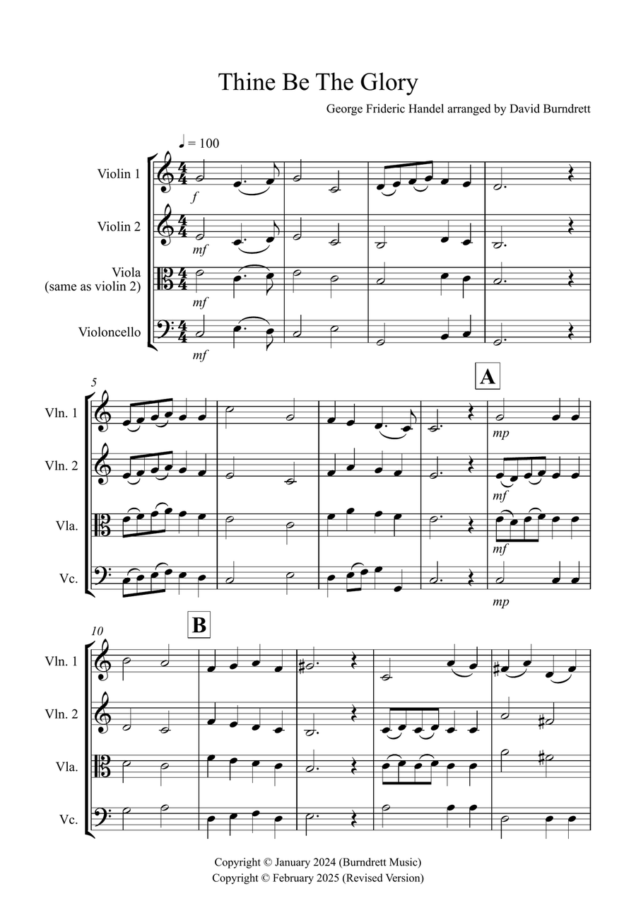 Thine Be The Glory for String Trio String Trio scores gallery preview page 1