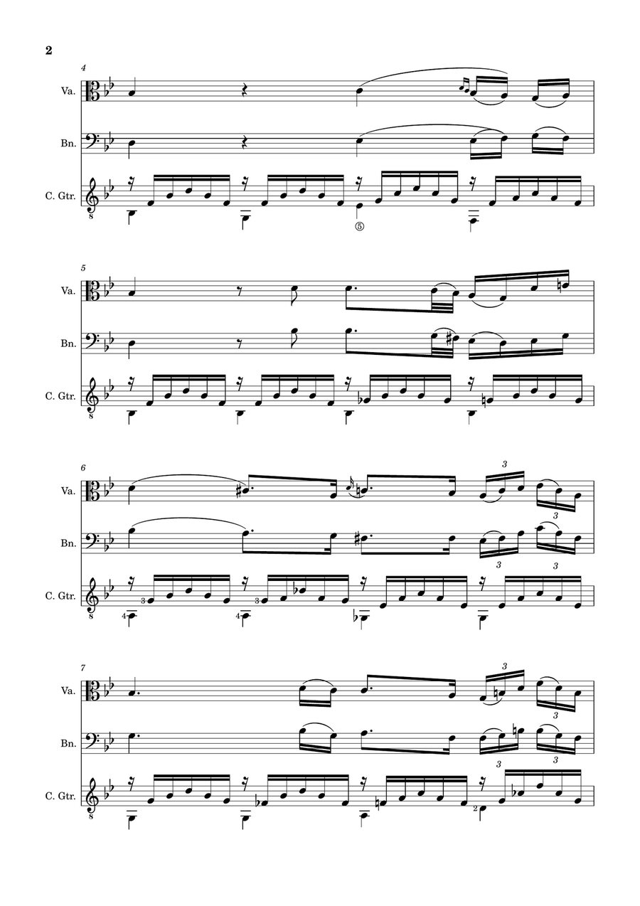 Ave Maria by F. Schubert – Viola, Bassoon and Guitar. Score and Parts Small Ensemble scores gallery preview page 2