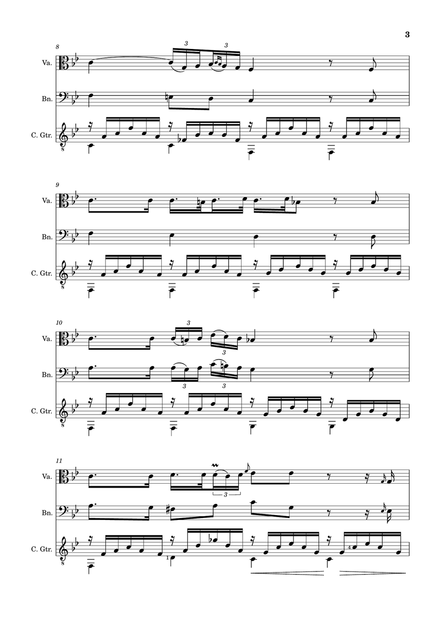 Ave Maria by F. Schubert – Viola, Bassoon and Guitar. Score and Parts Small Ensemble scores gallery preview page 3