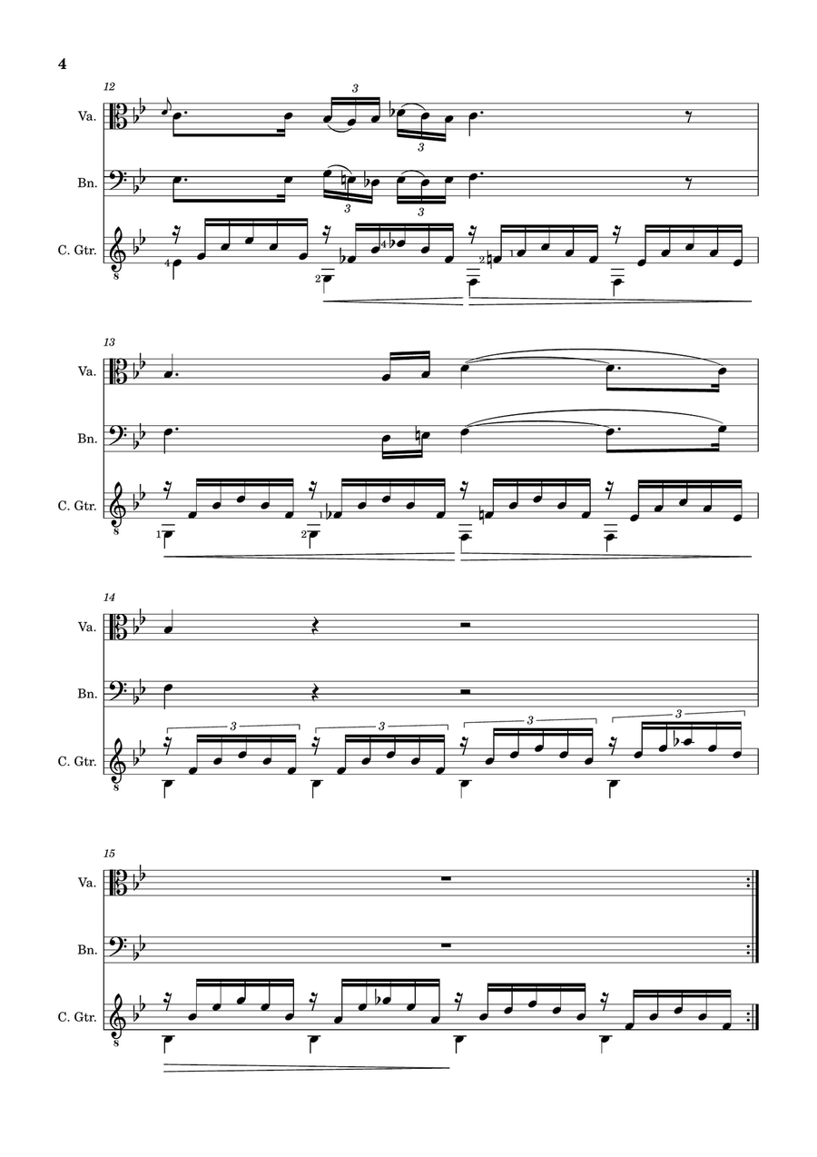 Ave Maria by F. Schubert – Viola, Bassoon and Guitar. Score and Parts Small Ensemble scores gallery preview page 4