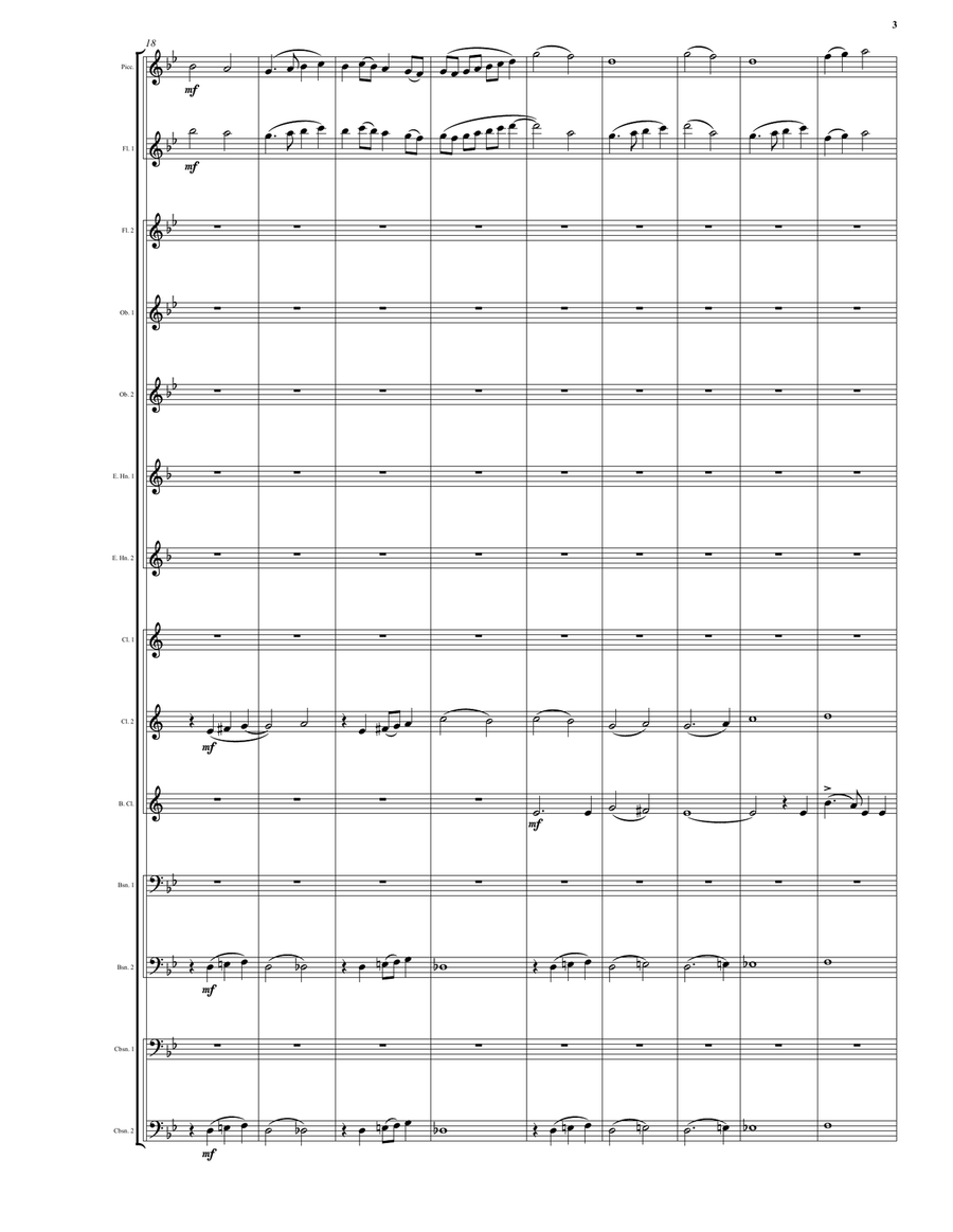 Agnus Dei (Lamb of God) for woodwind ensemble (based on the Mass for choir and orchestra) Woodwind Ensemble scores gallery preview page 3