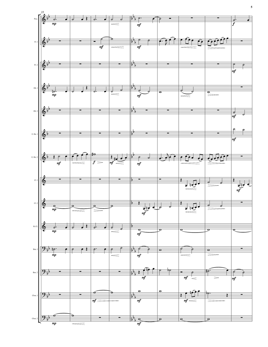 Agnus Dei (Lamb of God) for woodwind ensemble (based on the Mass for choir and orchestra) Woodwind Ensemble scores gallery preview page 5