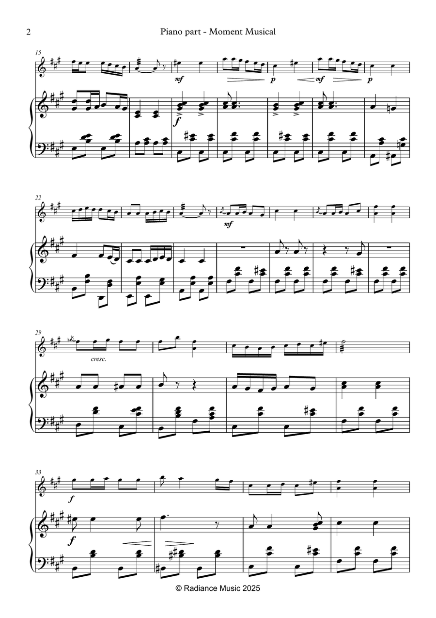 [Piano accompaniment] Moment Musical from Graded Music for Tuned Percussion, Book III Piano Solo scores gallery preview page 2