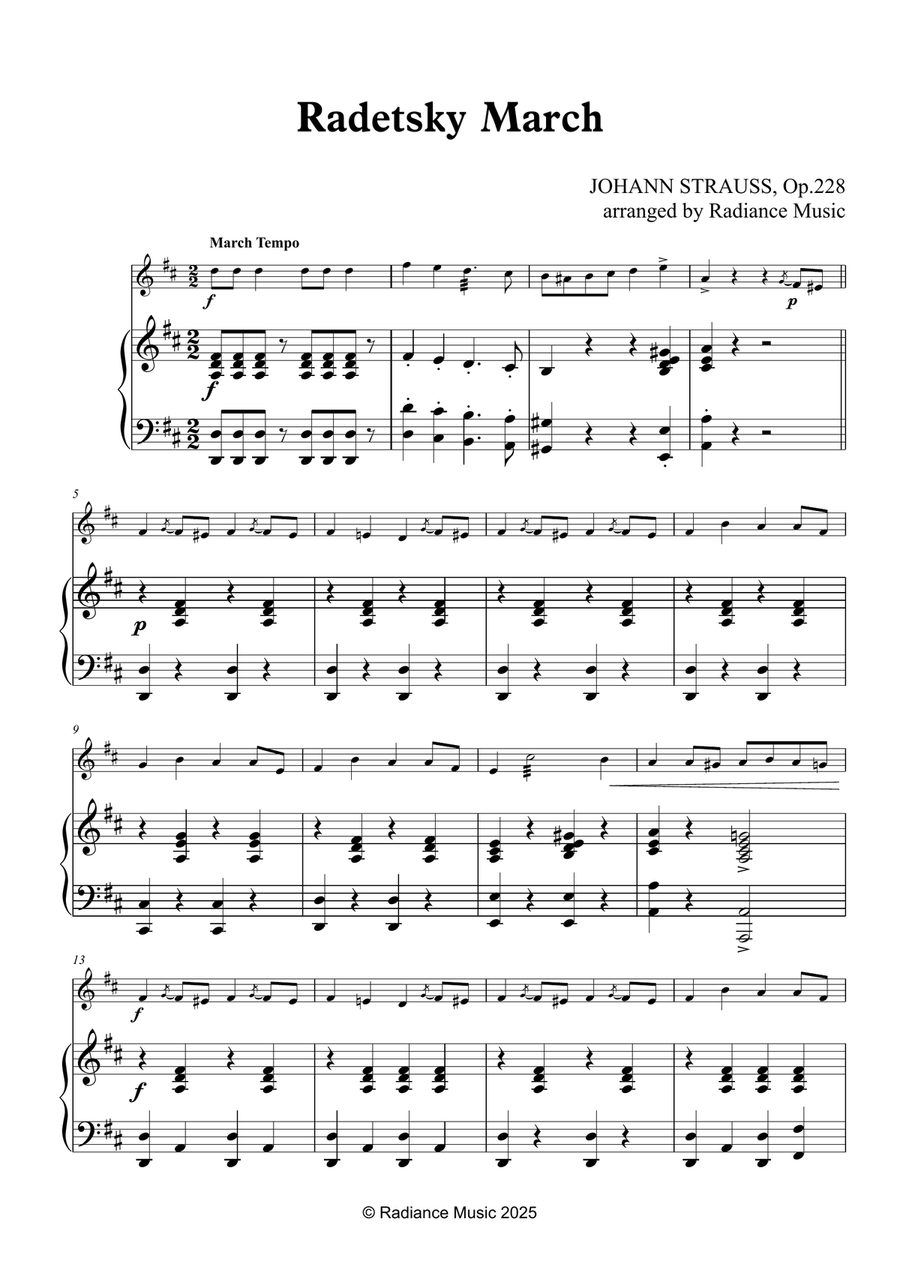 [Piano accompaniment] Radetsky March from Graded Music for Tuned Percussion, Book III Piano Solo scores gallery preview page 1