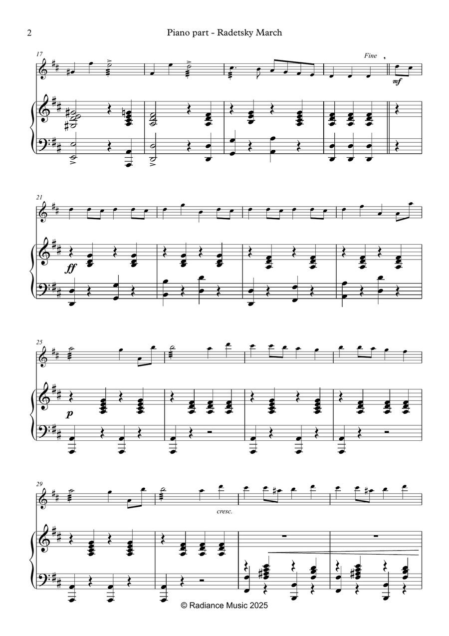 [Piano accompaniment] Radetsky March from Graded Music for Tuned Percussion, Book III Piano Solo scores gallery preview page 2
