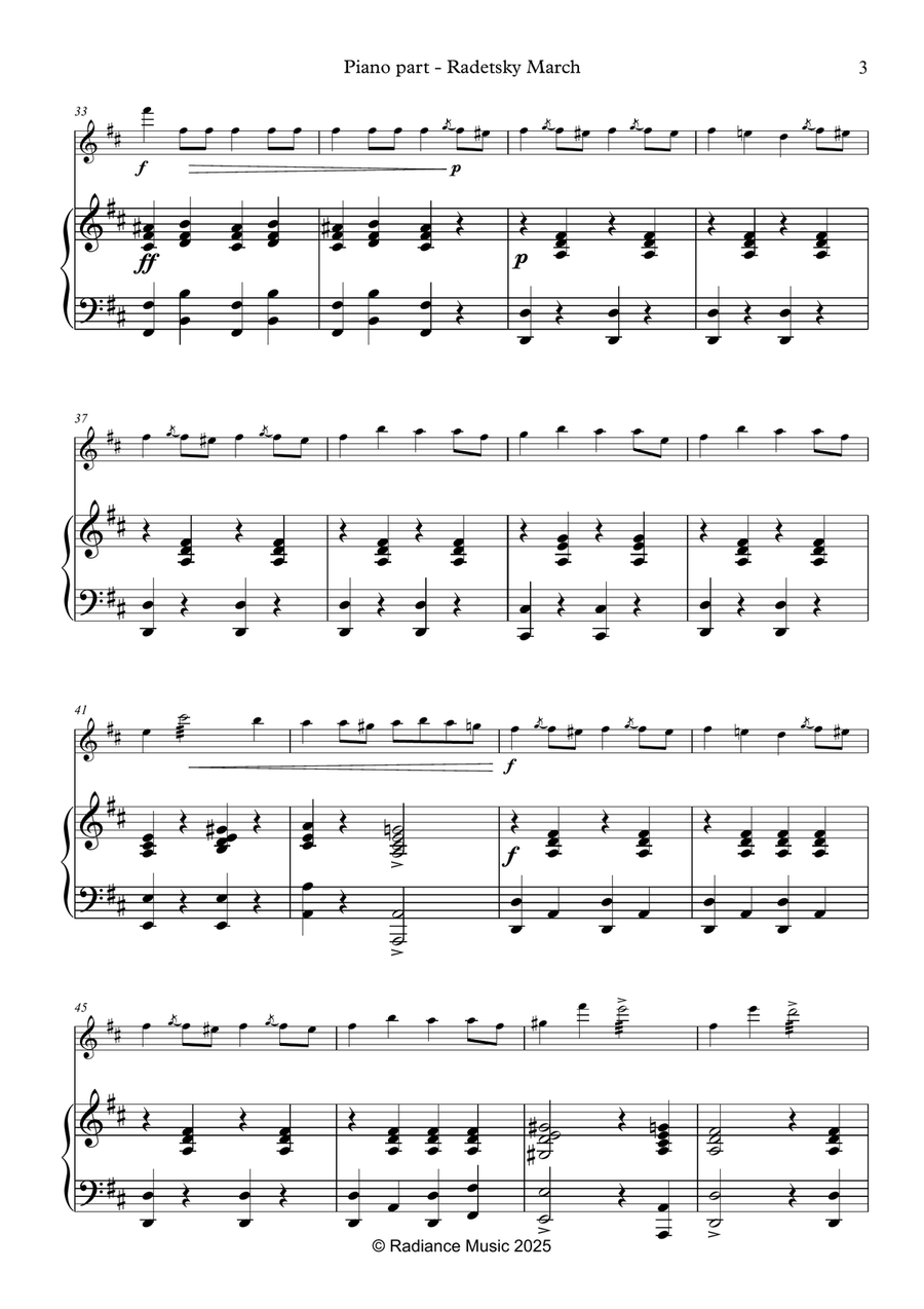 [Piano accompaniment] Radetsky March from Graded Music for Tuned Percussion, Book III Piano Solo scores gallery preview page 3