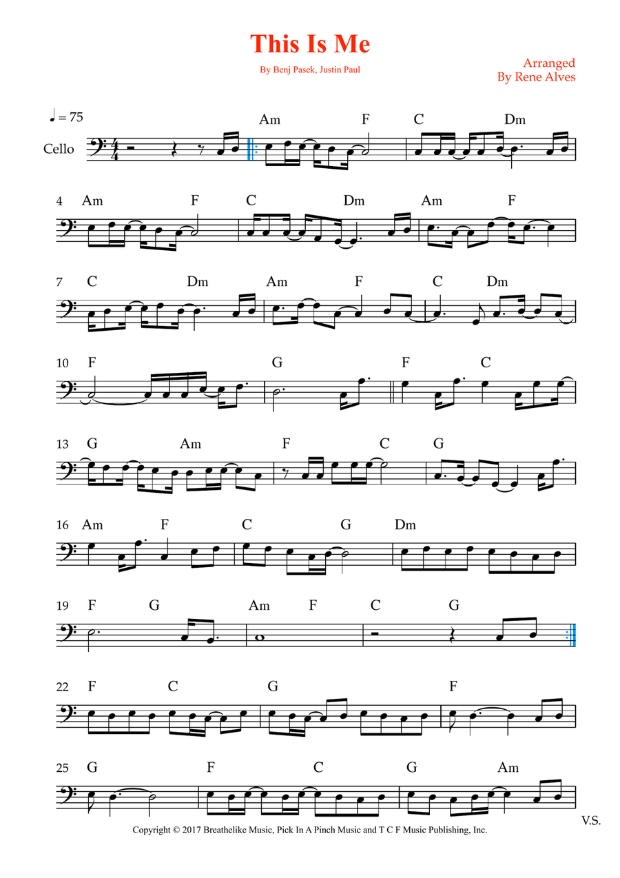 This Is Me This Is Me Cello Solo scores gallery preview page 1