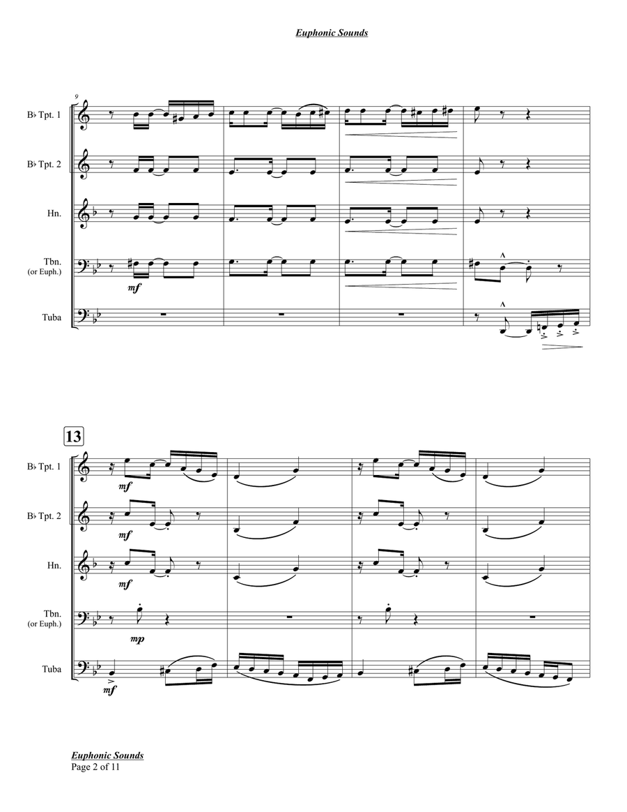 Euphonic Sounds (A Syncopated Two Step) Brass Quintet scores gallery preview page 2
