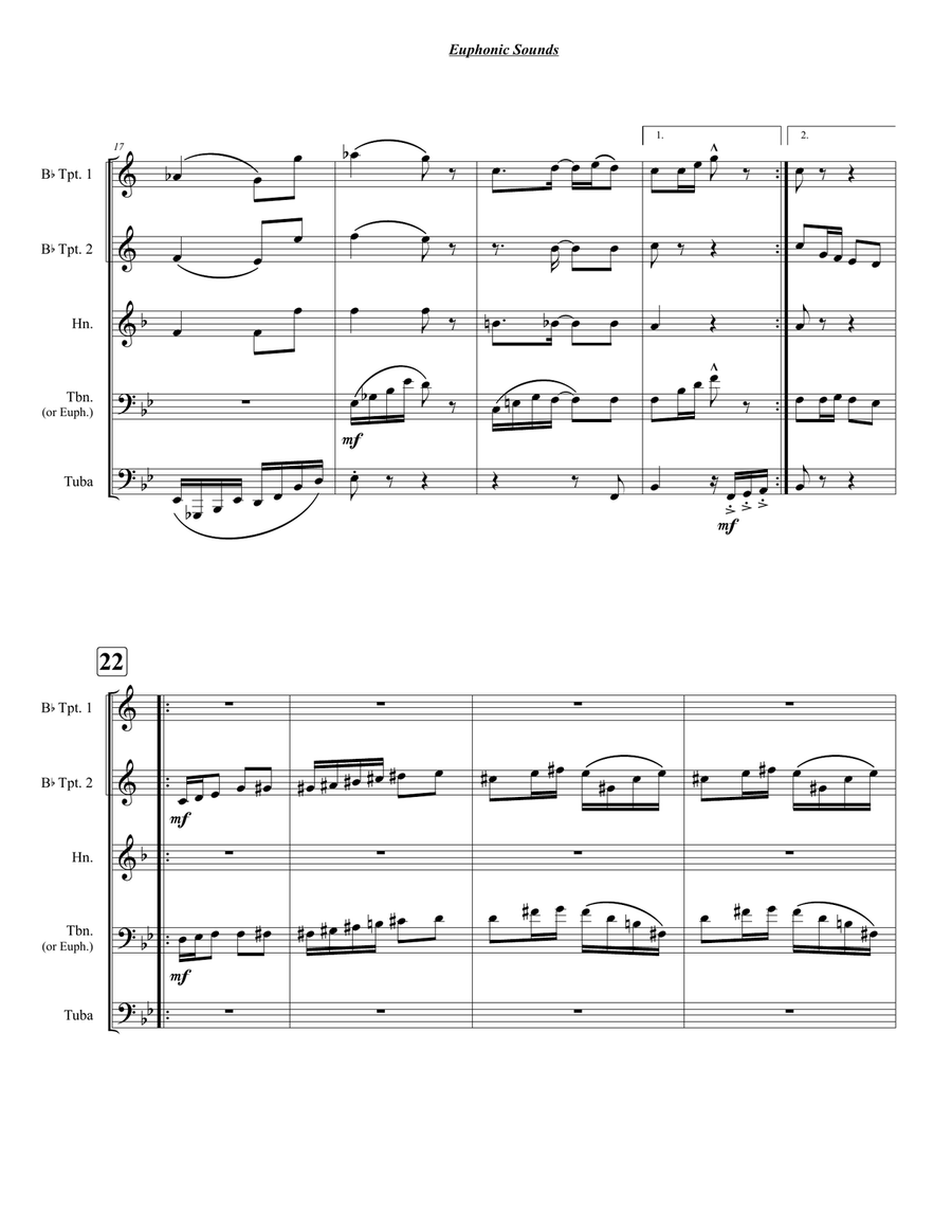 Euphonic Sounds (A Syncopated Two Step) Brass Quintet scores gallery preview page 3