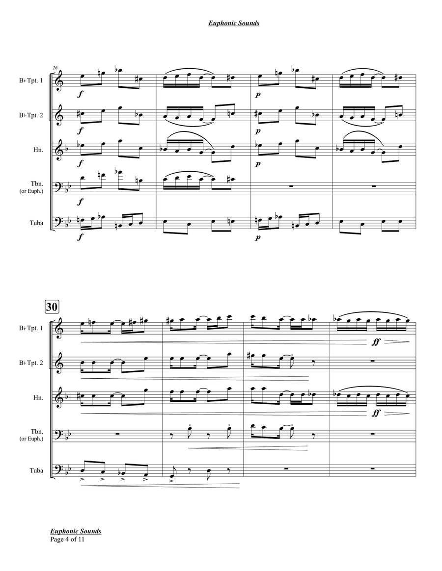 Euphonic Sounds (A Syncopated Two Step) Brass Quintet scores gallery preview page 4