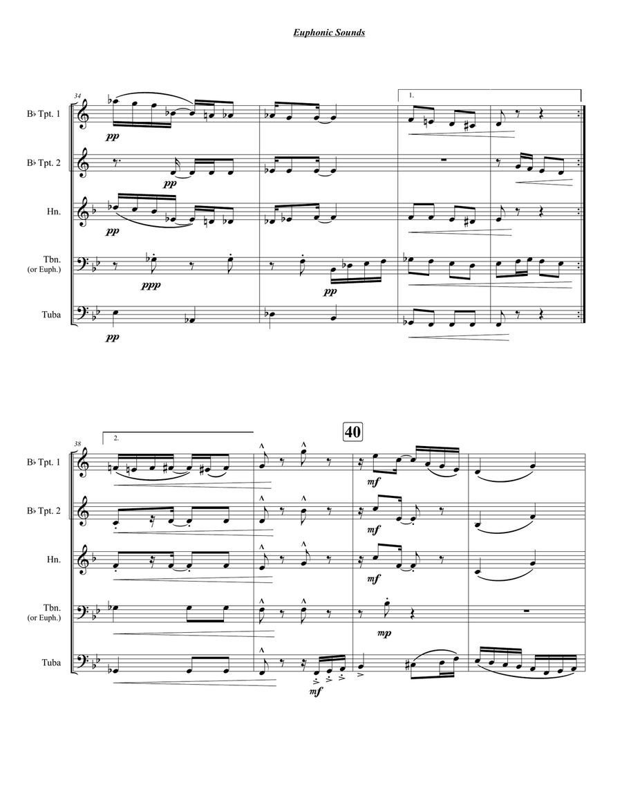 Euphonic Sounds (A Syncopated Two Step) Brass Quintet scores gallery preview page 5