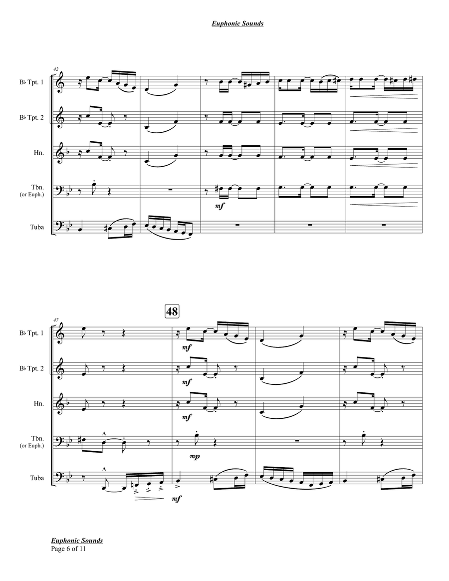 Euphonic Sounds (A Syncopated Two Step) Brass Quintet scores gallery preview page 6