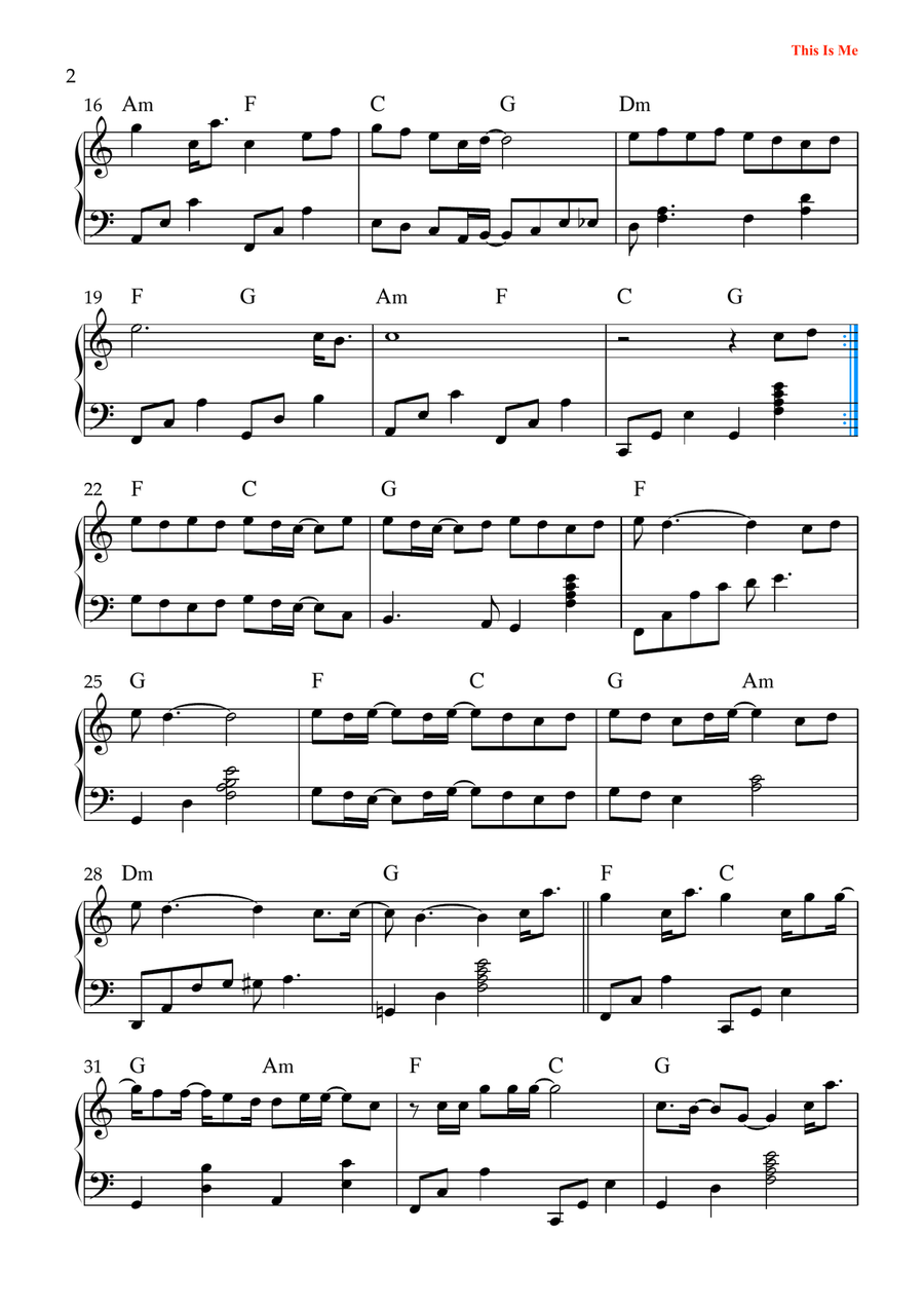 This Is Me This Is Me Easy Piano scores gallery preview page 2