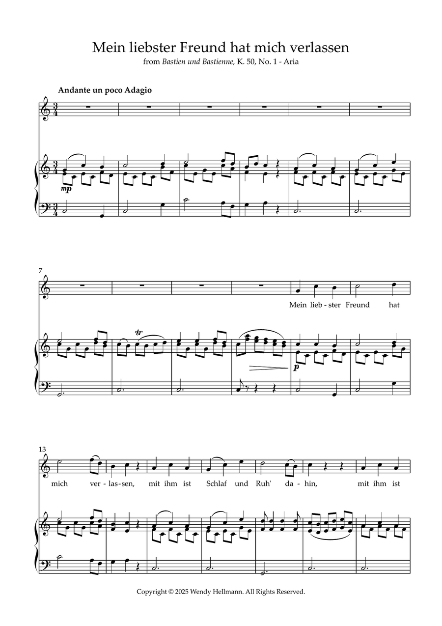 Mein liebster Freund hat mich verlassen Piano, Vocal scores gallery preview page 1