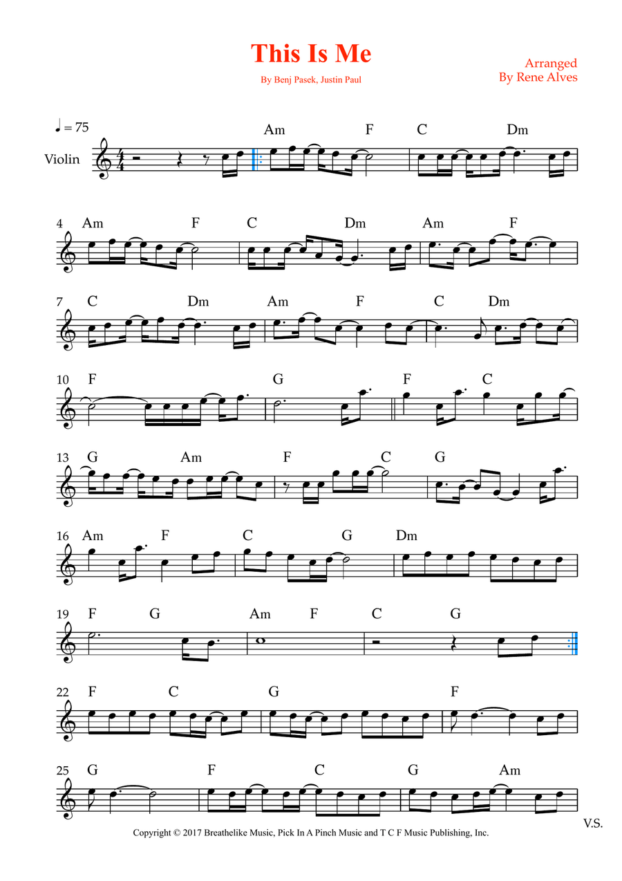 This Is Me This Is Me Violin Solo scores gallery preview page 1