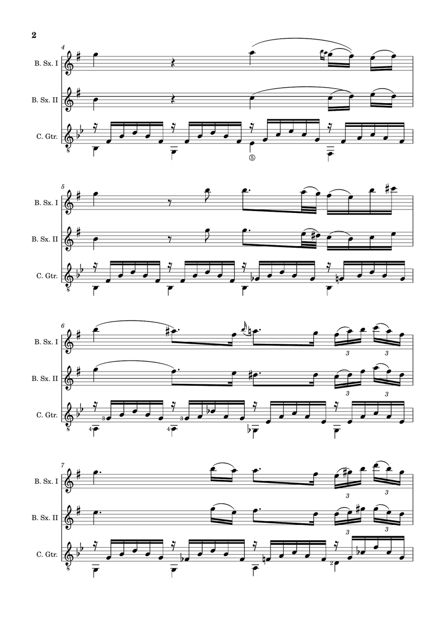 Ave Maria by F. Schubert – B. Sax Duet and Guitar. Score and Parts Small Ensemble scores gallery preview page 2