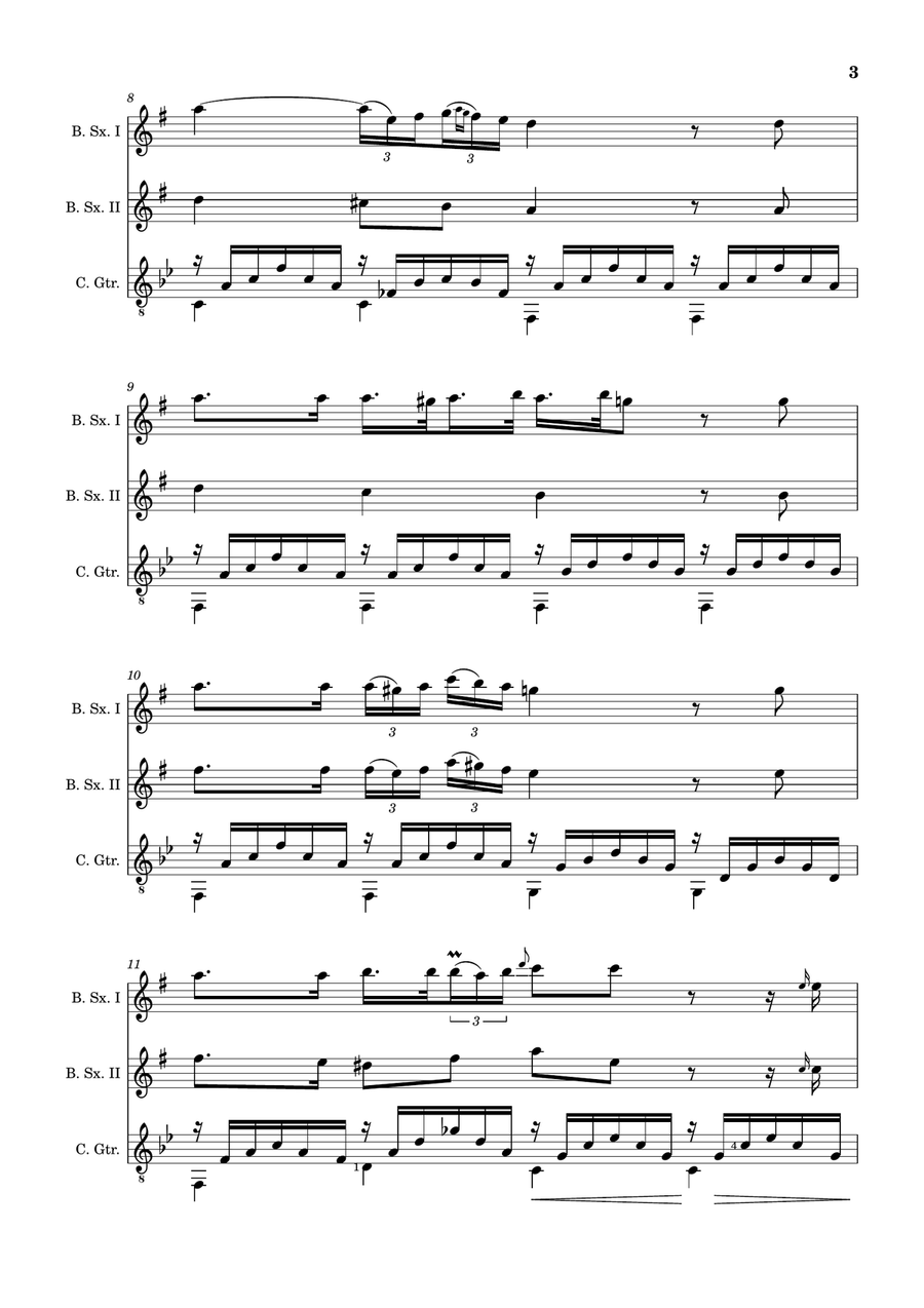 Ave Maria by F. Schubert – B. Sax Duet and Guitar. Score and Parts Small Ensemble scores gallery preview page 3