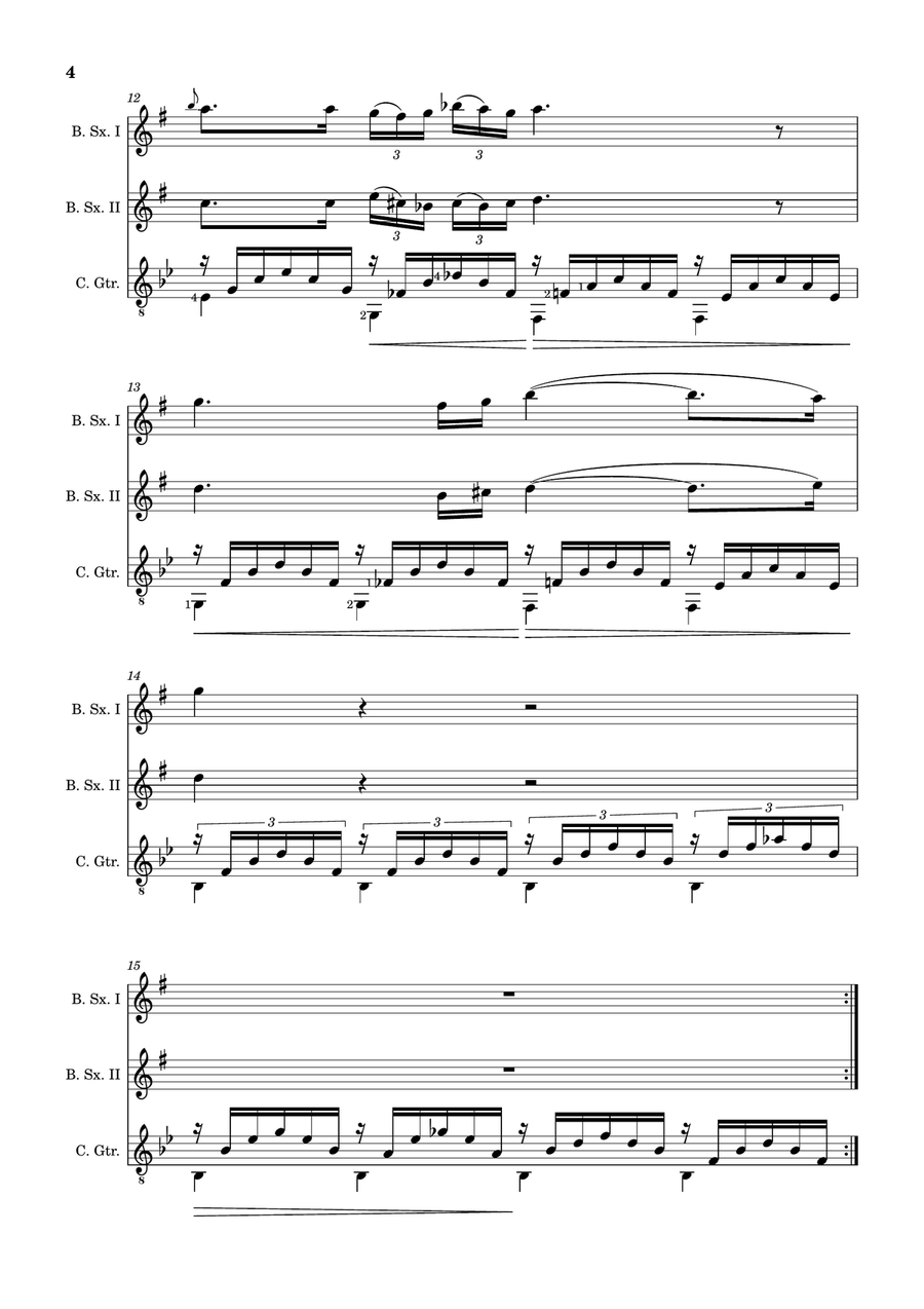 Ave Maria by F. Schubert – B. Sax Duet and Guitar. Score and Parts Small Ensemble scores gallery preview page 4