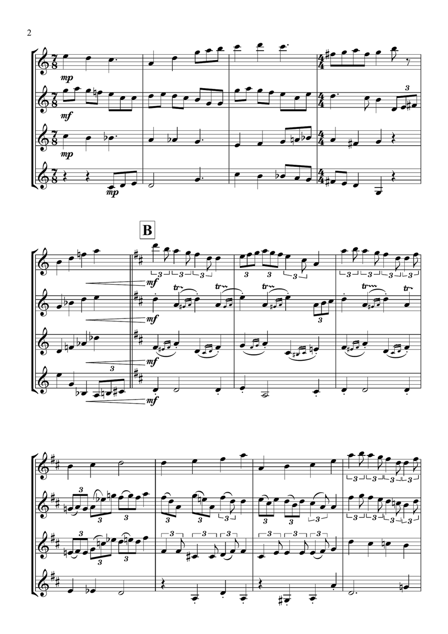Time for Tea (for 4 clarinets) Clarinet Quartet scores gallery preview page 2