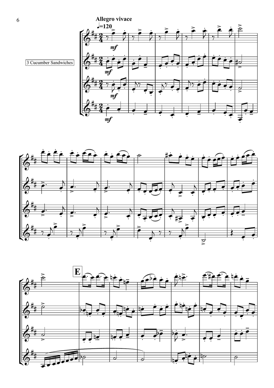Time for Tea (for 4 clarinets) Clarinet Quartet scores gallery preview page 6