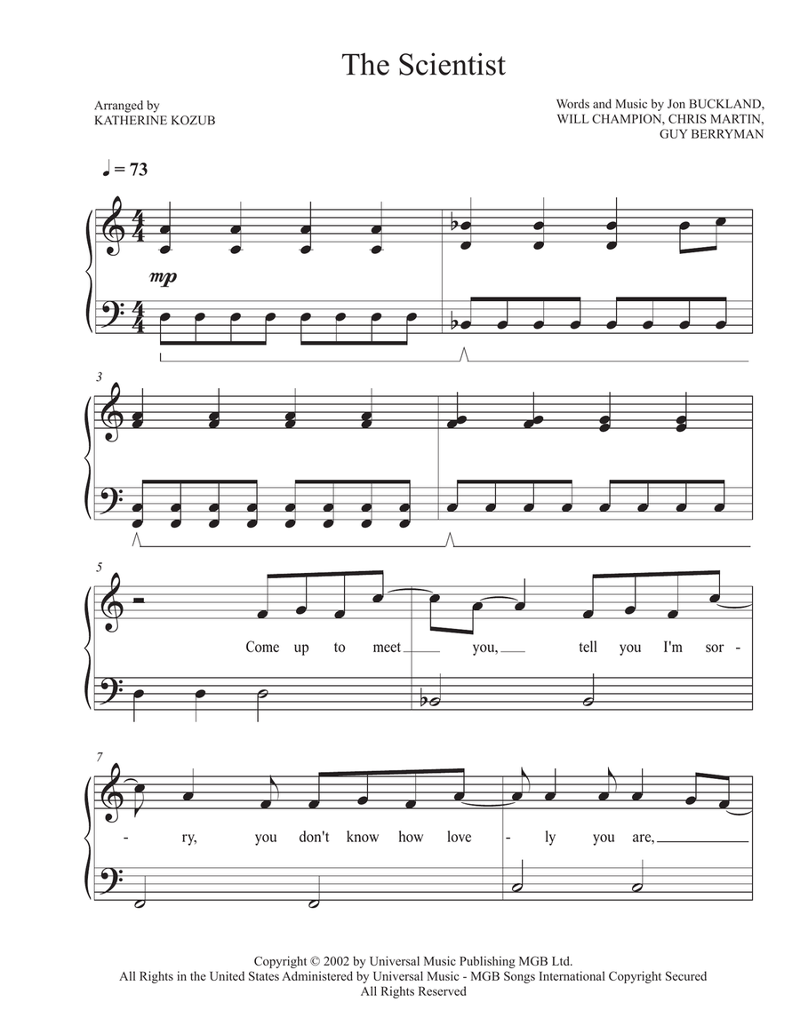 The Scientist Piano Method scores gallery preview page 1