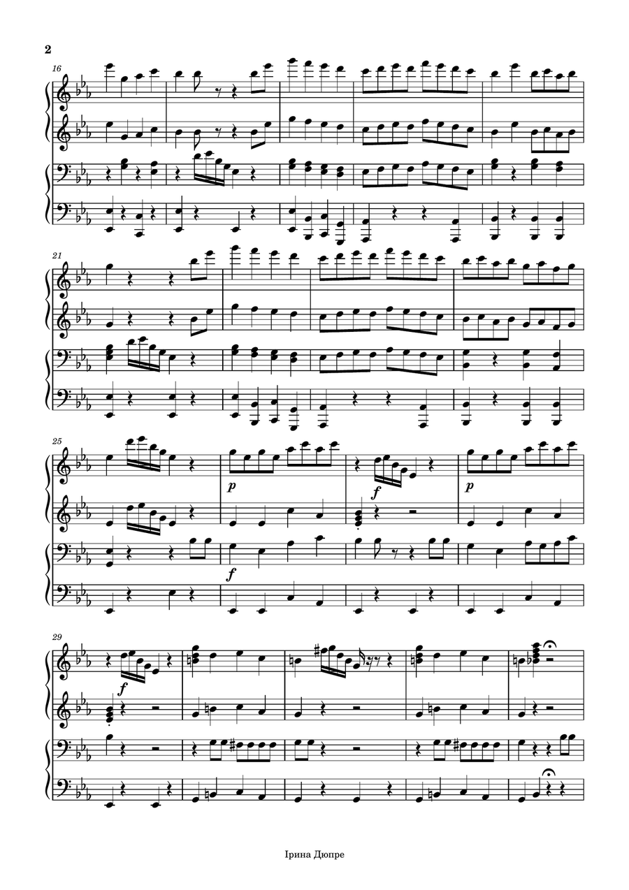 Ukrainian piano duet from the opera Cossack Beyond the Danube Chamber Music scores gallery preview page 2