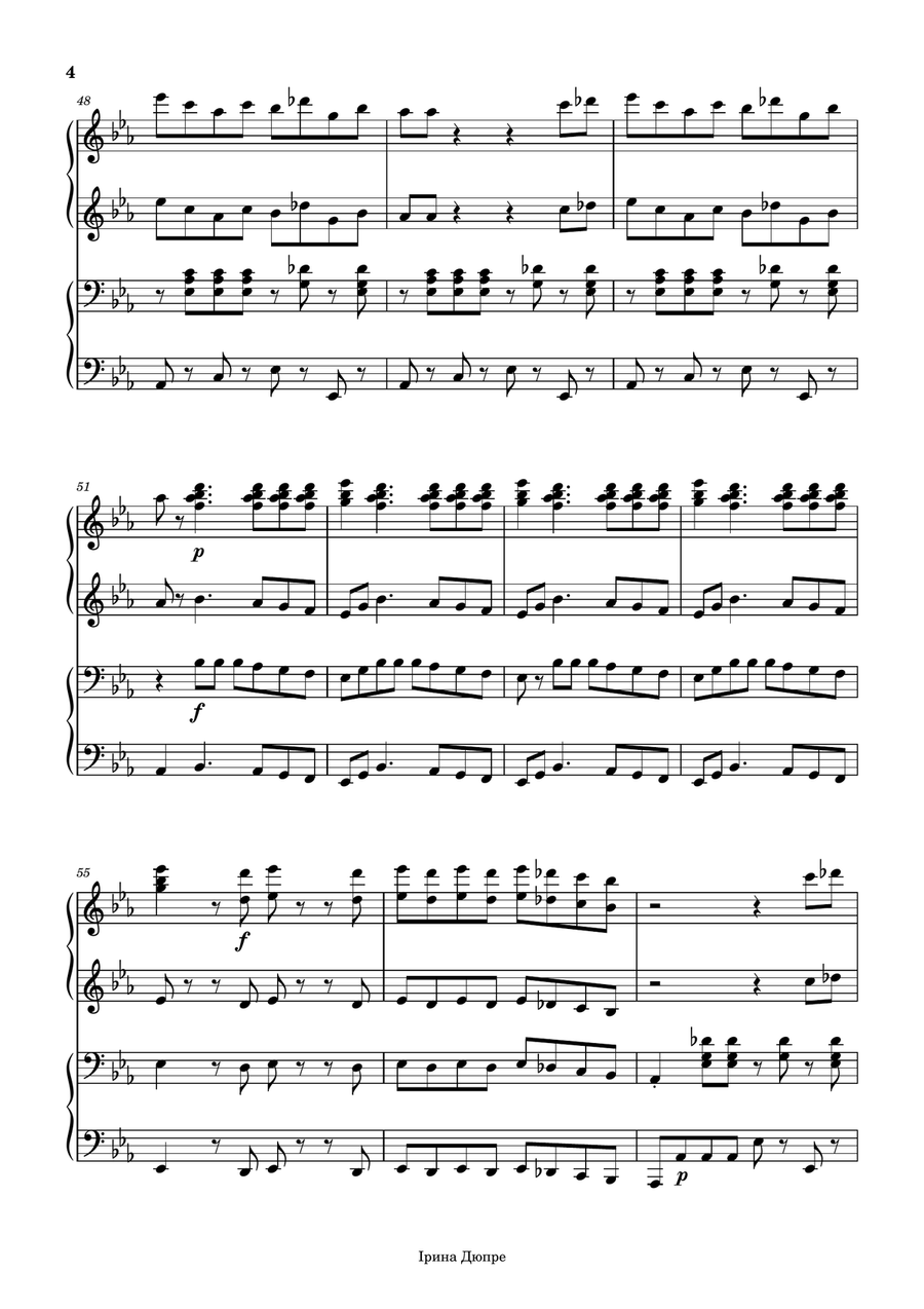 Ukrainian piano duet from the opera Cossack Beyond the Danube Chamber Music scores gallery preview page 4