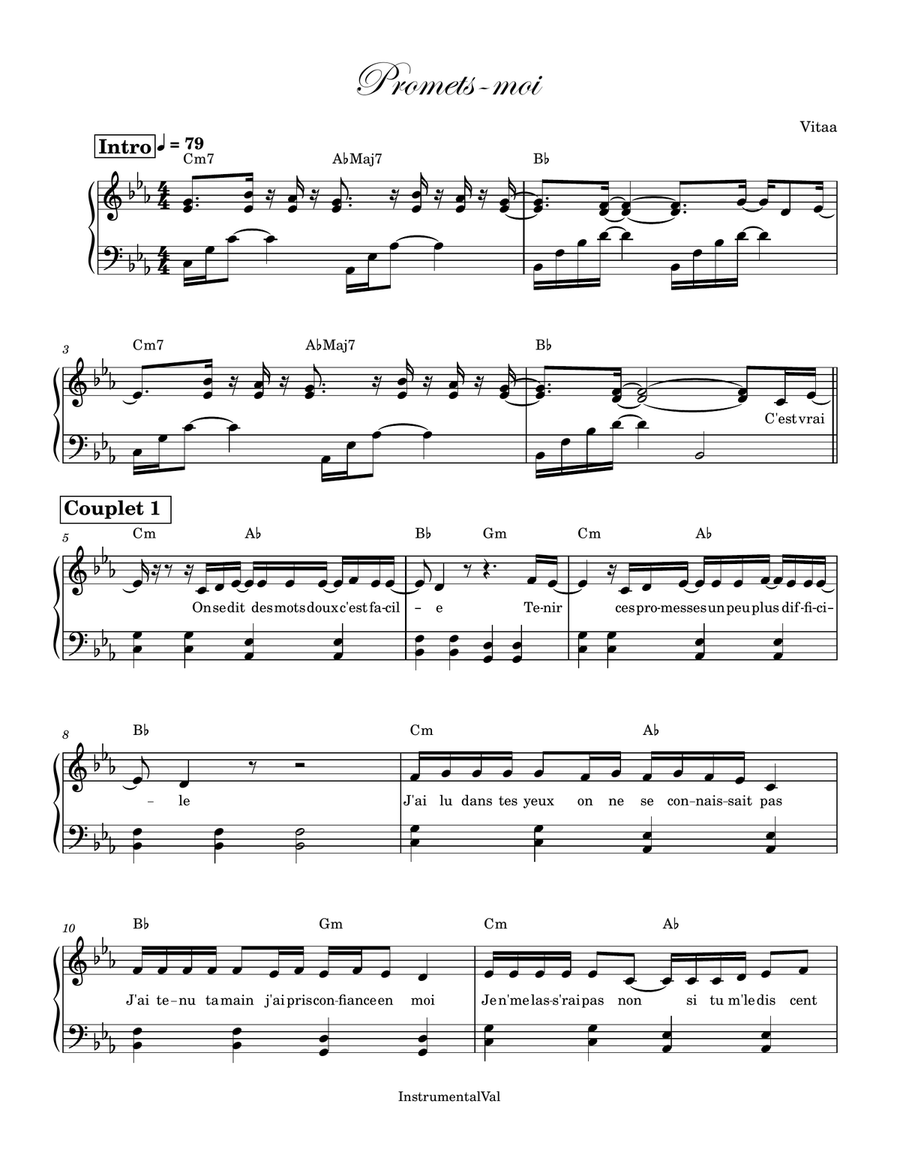 Promets-Moi Promets-Moi Piano Solo scores gallery preview page 1