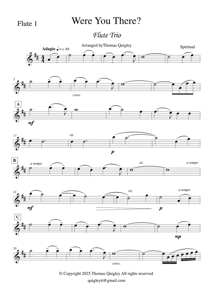 Were You There? Were You There? Flute Trio scores gallery preview page 6